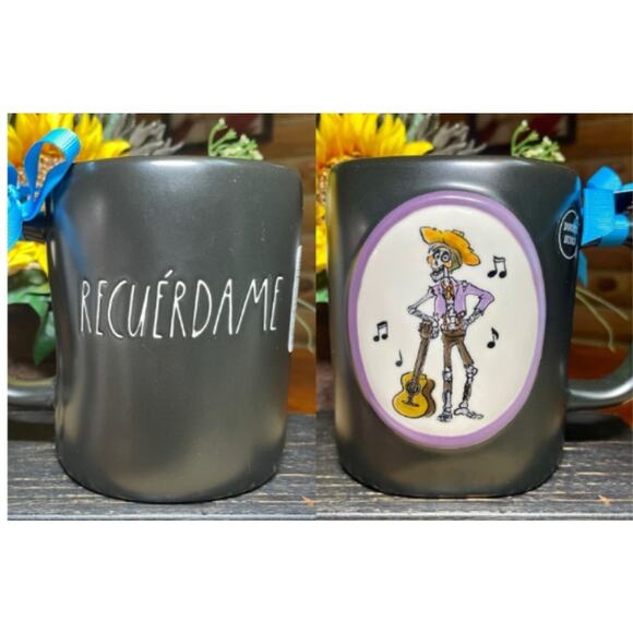 RAE DUNN Disney Pixar Miguel "COCO"  Double Sided Black Mug Day of the Dead - Picture 1 of 4